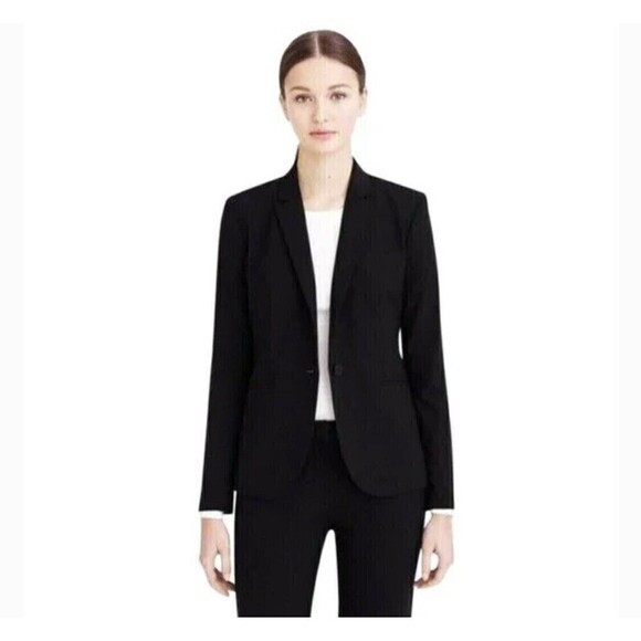 J Crew Black Blazer Super 120s Wool two button Jacket Lined pockets Size 0 - Picture 9 of 13